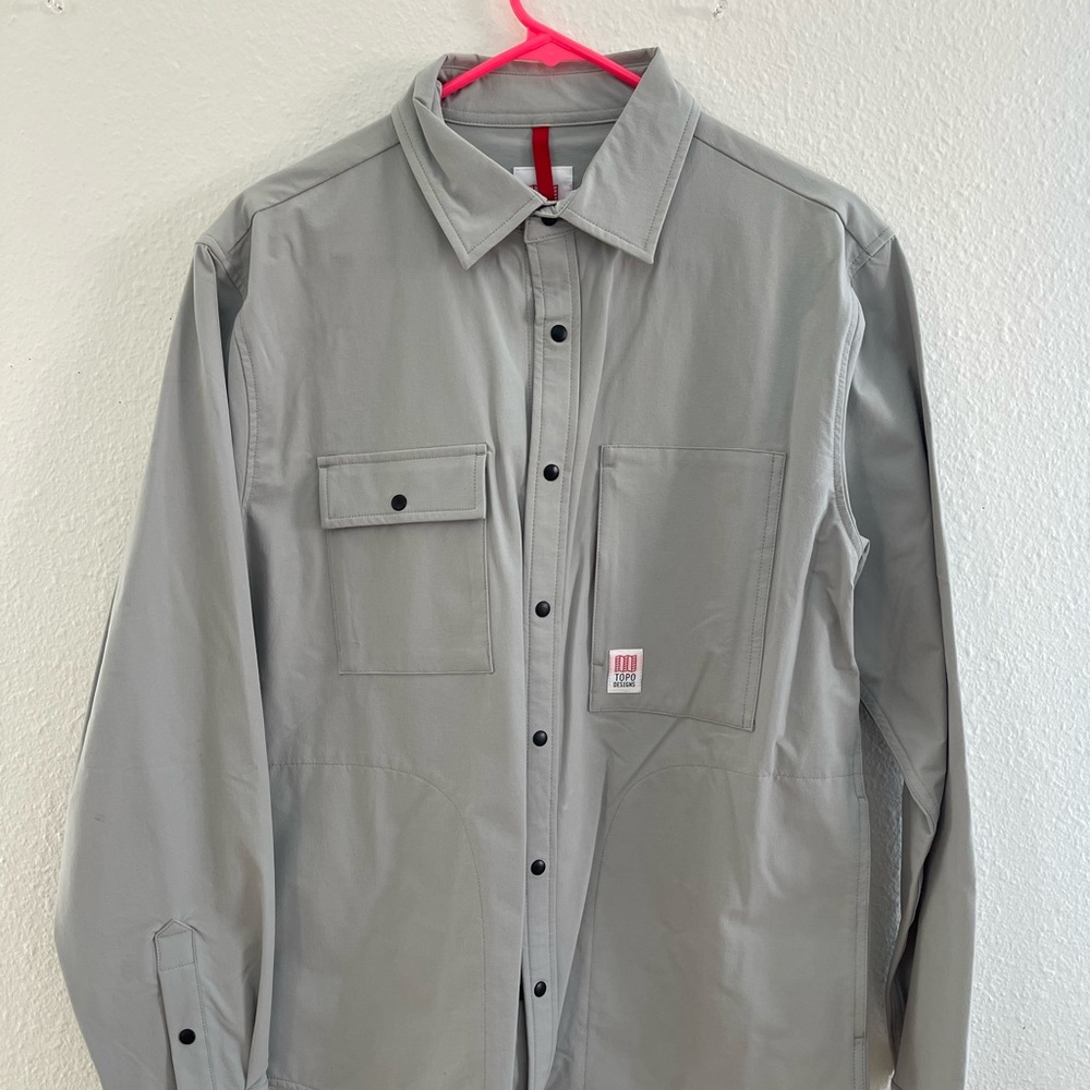 Topo Designs Shirt Jacket - Light Gray - Tech Material - Medium - EUC